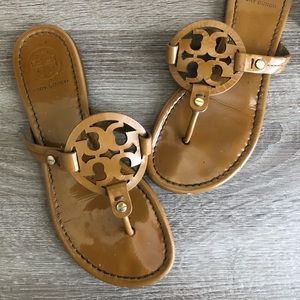 Tory Burch Miller Patent Leather Sandals - Tan